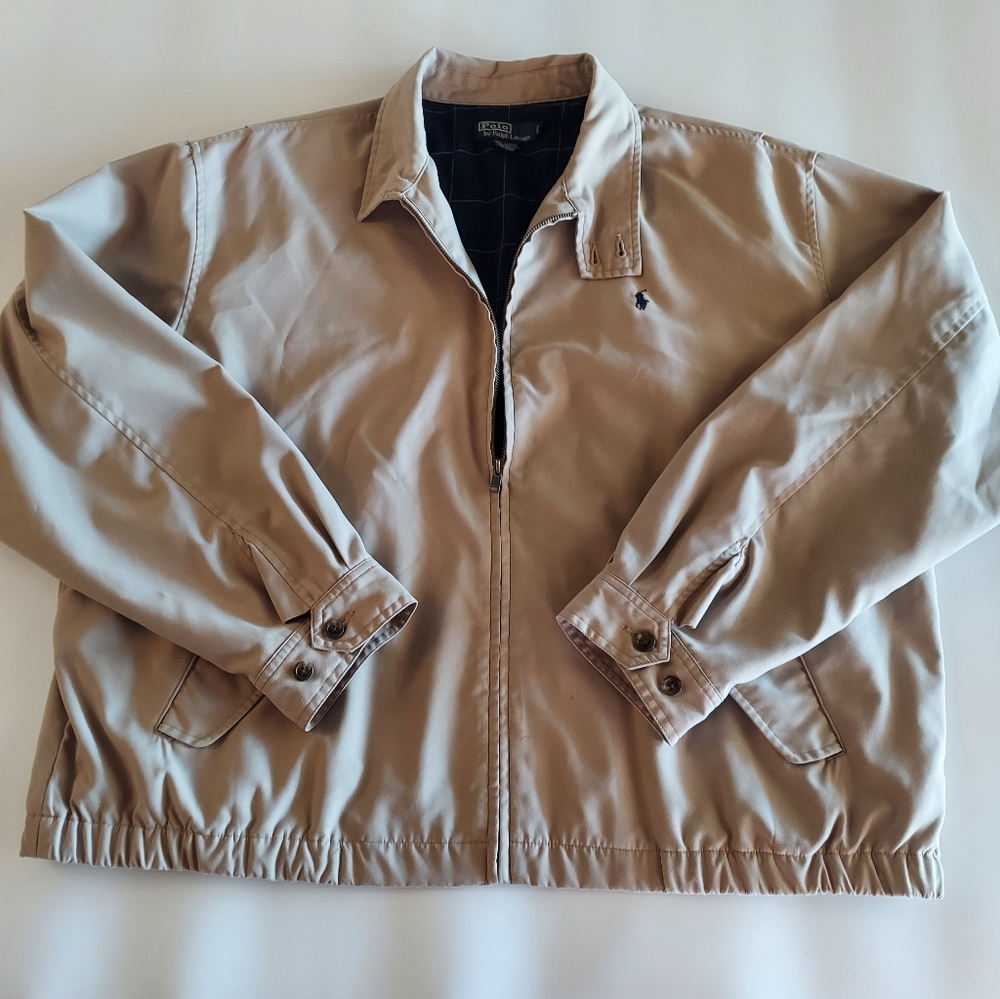 Vintage POLO Ralph Lauren Khaki Harrington Bi-Swing Windbreaker Jacket Men’s XL